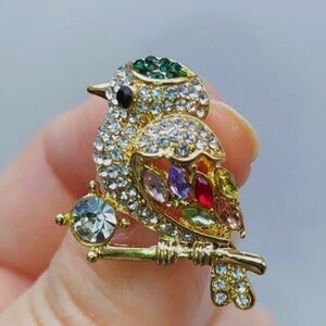 Rhinestone Mini Bird Brooch